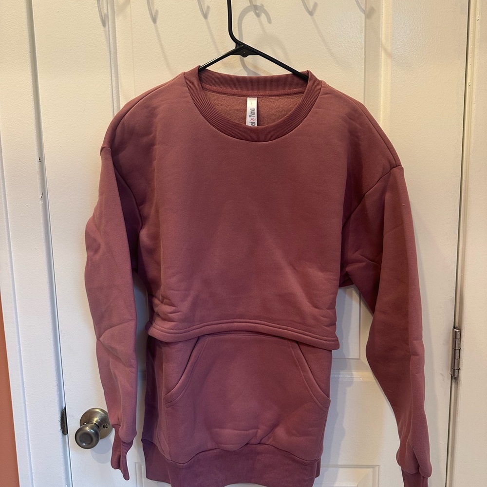 Latched Mama Mauve Crew Neck Nursing Sweatshirt, NWT